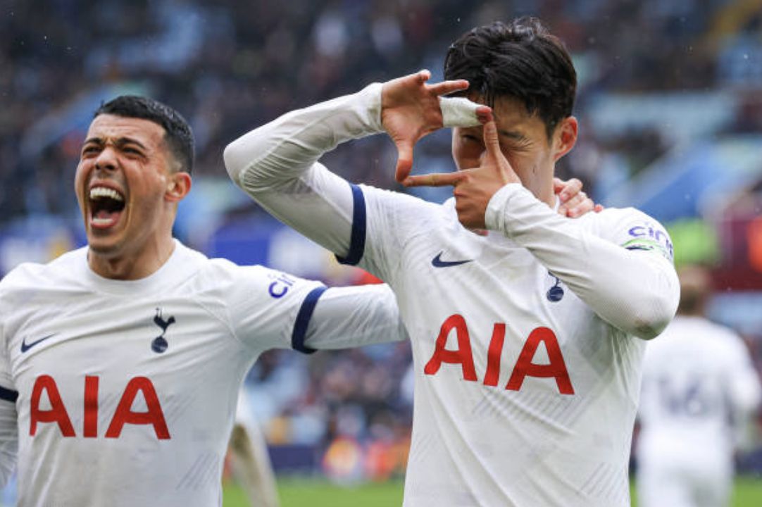 Heung-min Son celebrating after scoring for Tottenham