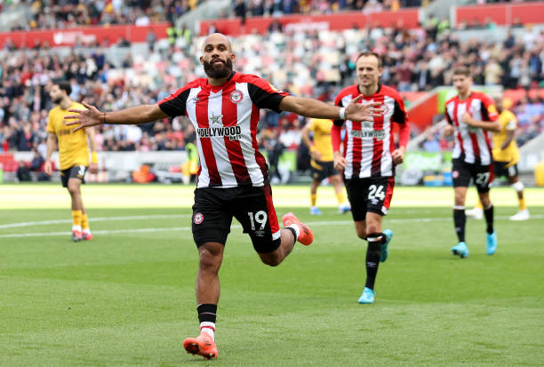 Bryan Mbeumo celebrates a goal
