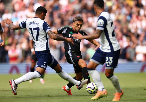 Cristian Romero and Pedro Porro in action for Tottenham