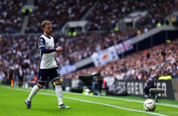 James Maddison in action for Tottenham vs West Ham