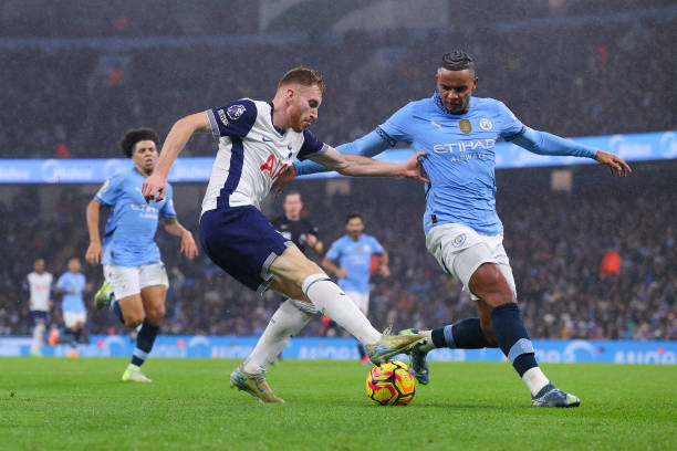 Dejan Kulusevski in action vs Manchester City