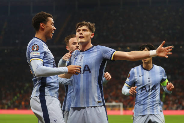 Will Lankshear celebrating his goal for Tottenham vs Galatasaray