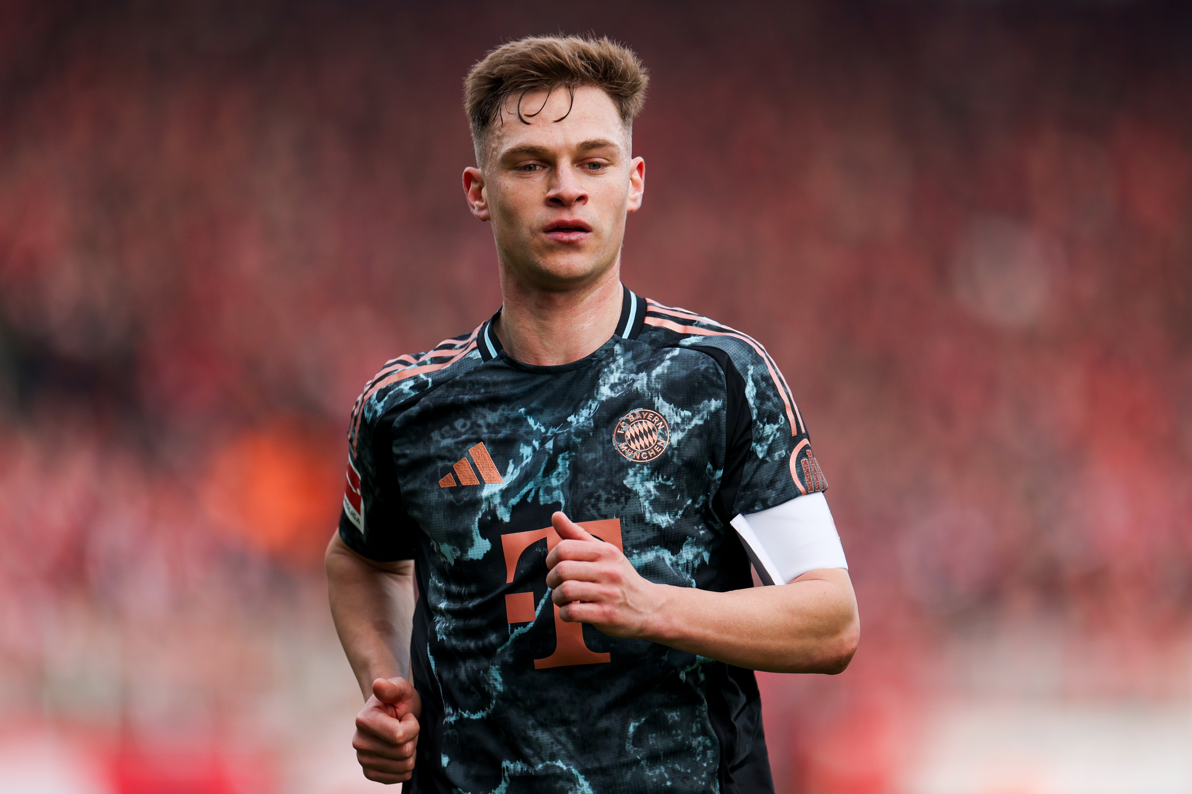 Joshua Kimmich of Bayern Muenchen runs during a Bundesliga match
