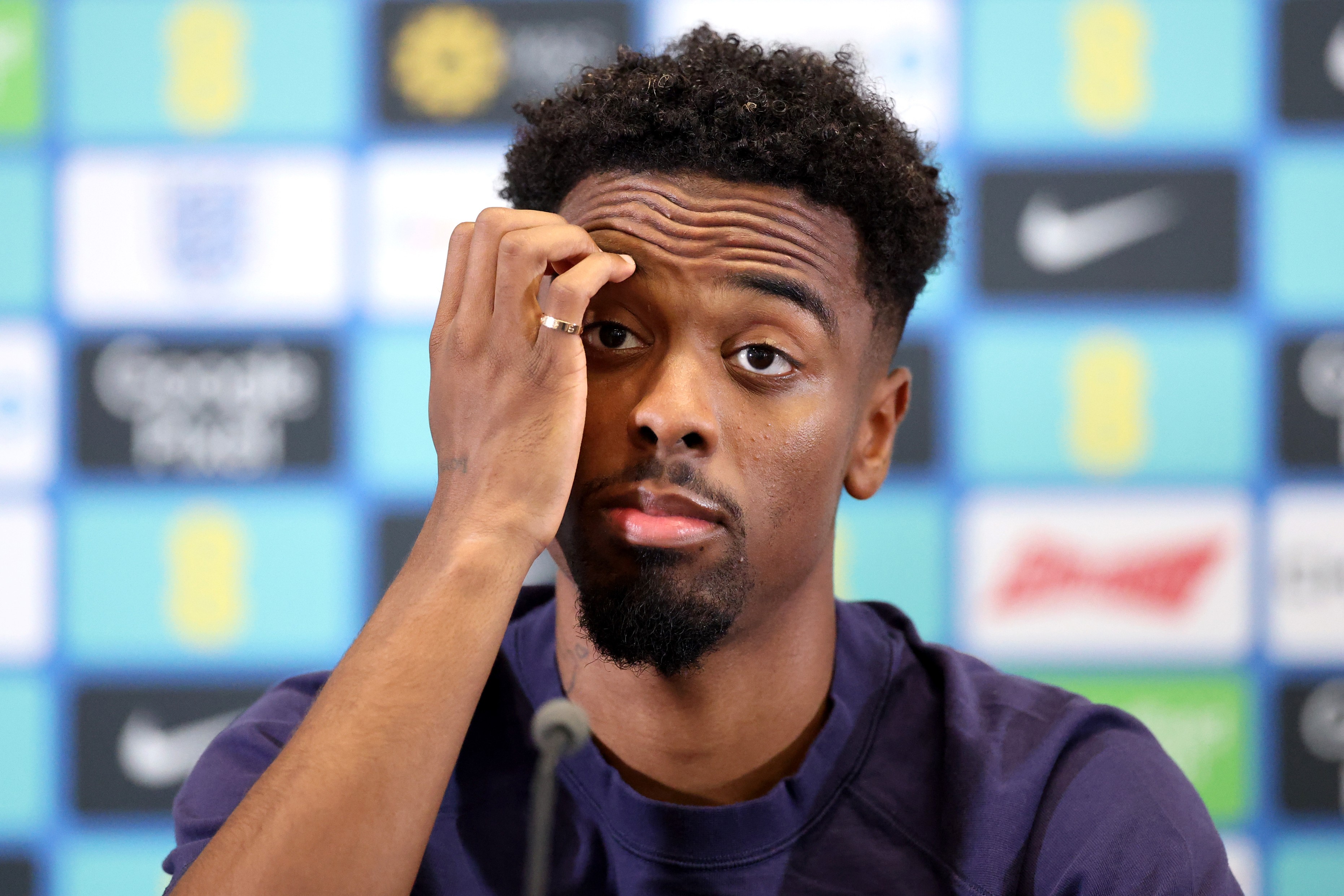Angel Gomes speaks to the media