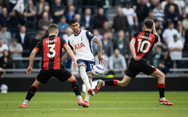 Cristian Romero of Tottenham Hotspur in action