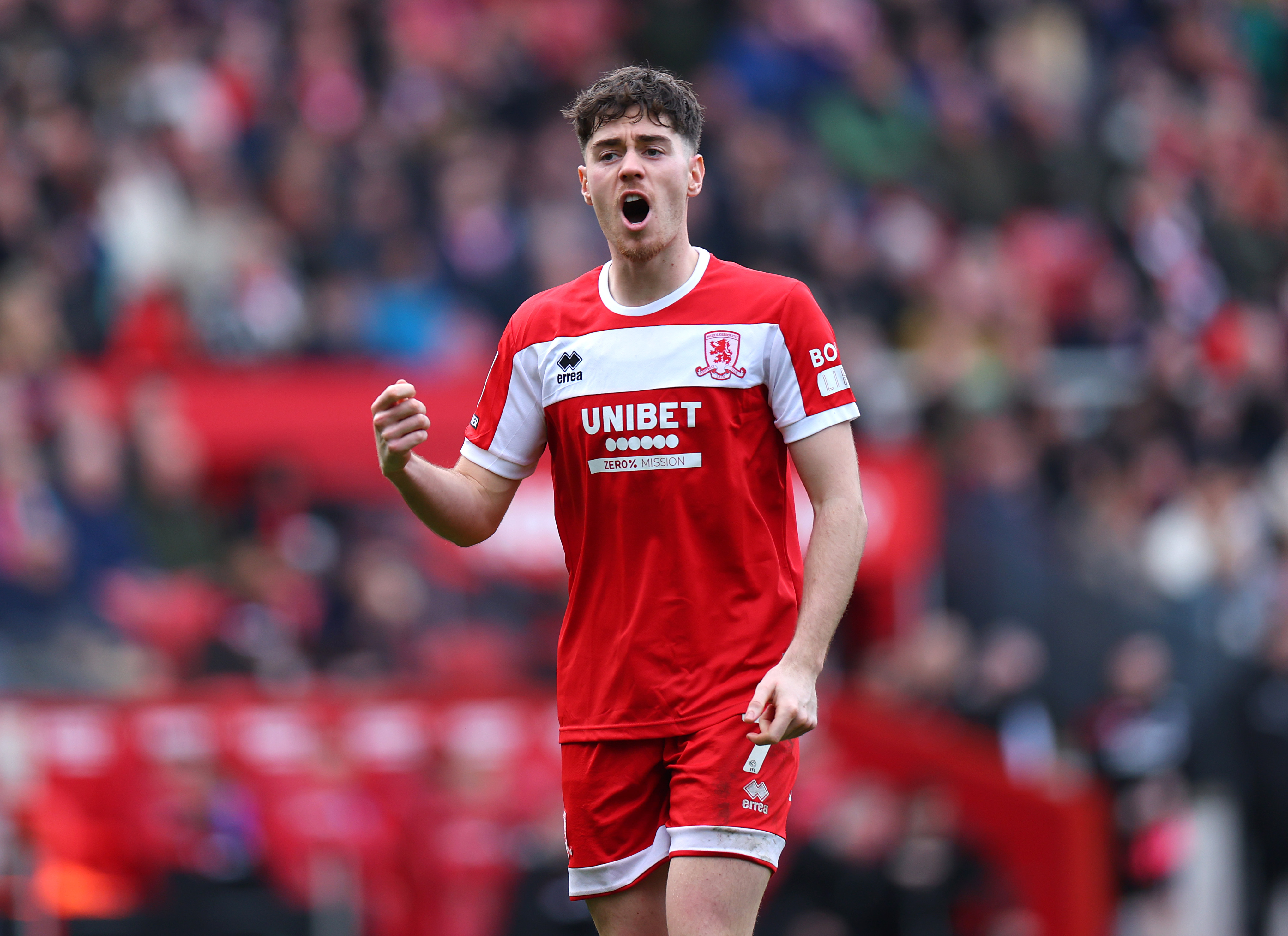 Hayden Hackney of Middlesbrough reacts during a Championship match