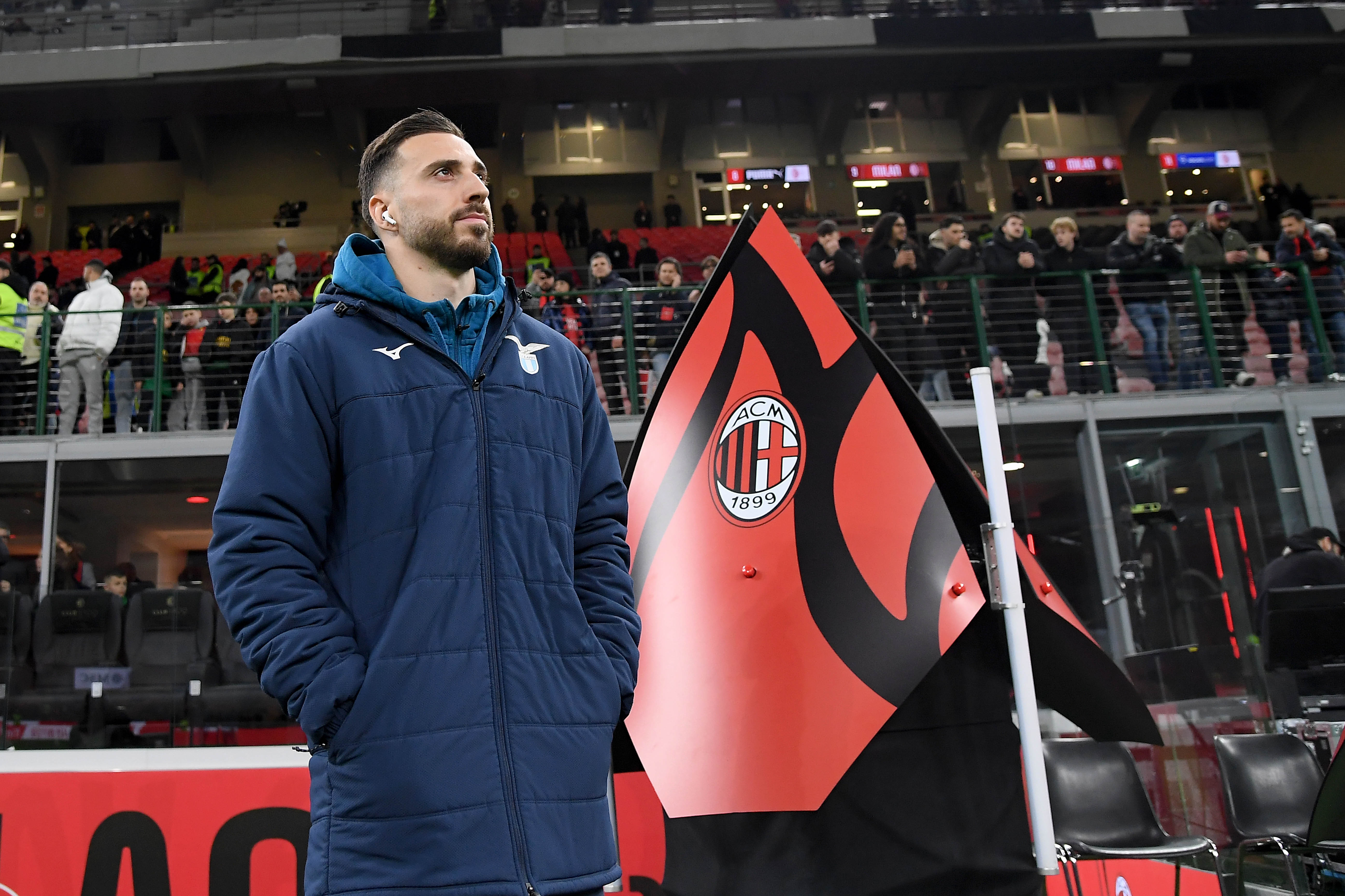 Mario Gila prior to the Serie match between Milan and Lazio