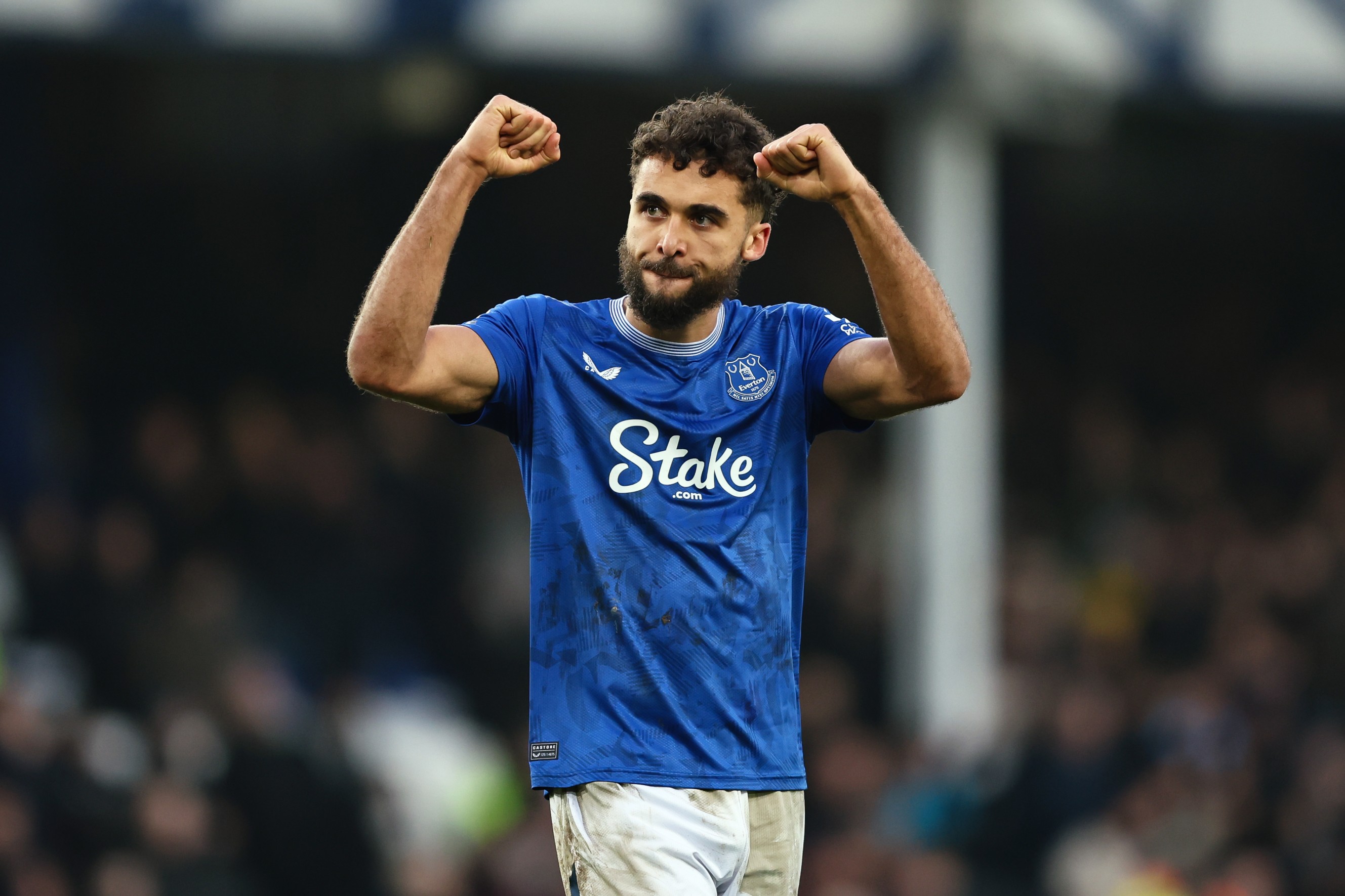 Dominic Calvert-Lewin of Everton celebrates victory over Tottenham Hotspur
