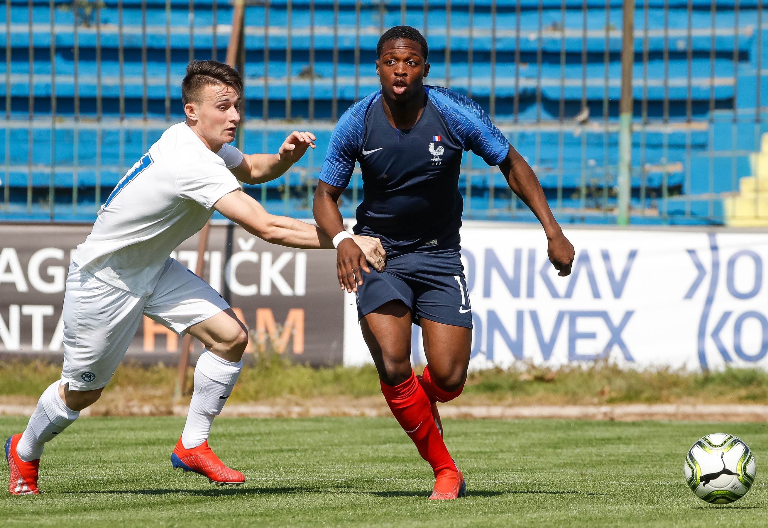 Dilane Bakwa (R) of France in action against Marin Tandara (L) of Slovakia