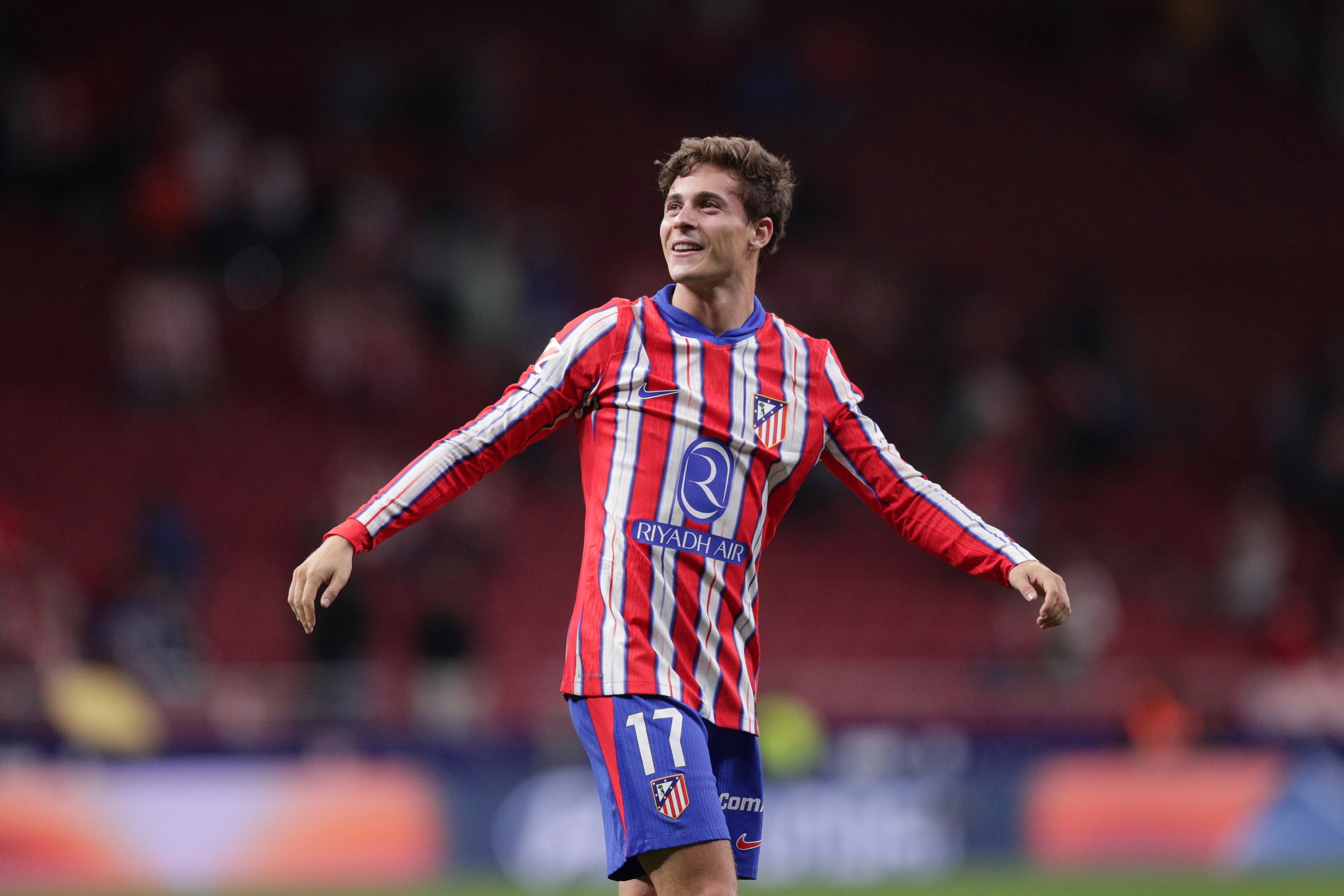 Rodrigo Riquelme of Atletico de Madrid acknowledges the audience after a LaLiga match