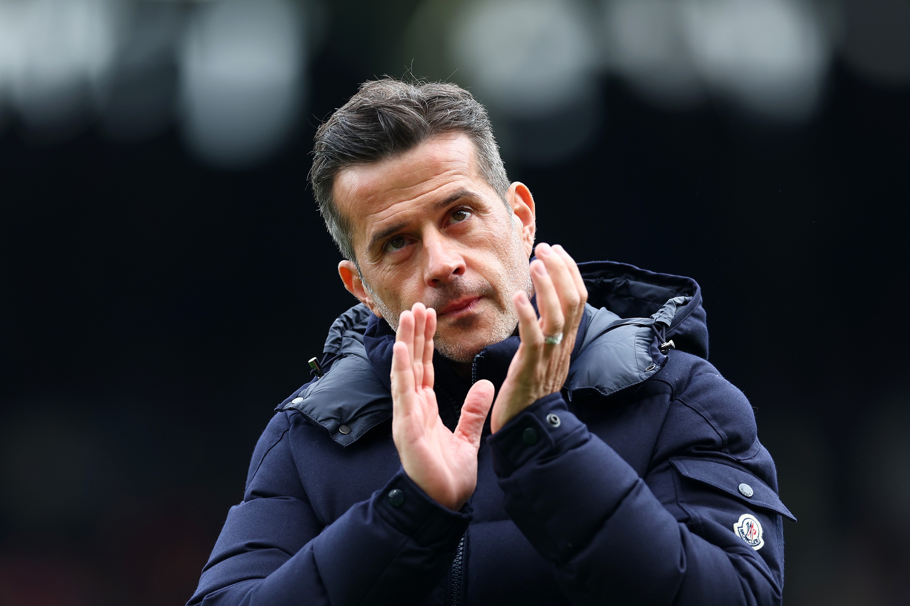 Marco Silva, Manager of Fulham applauds the fans