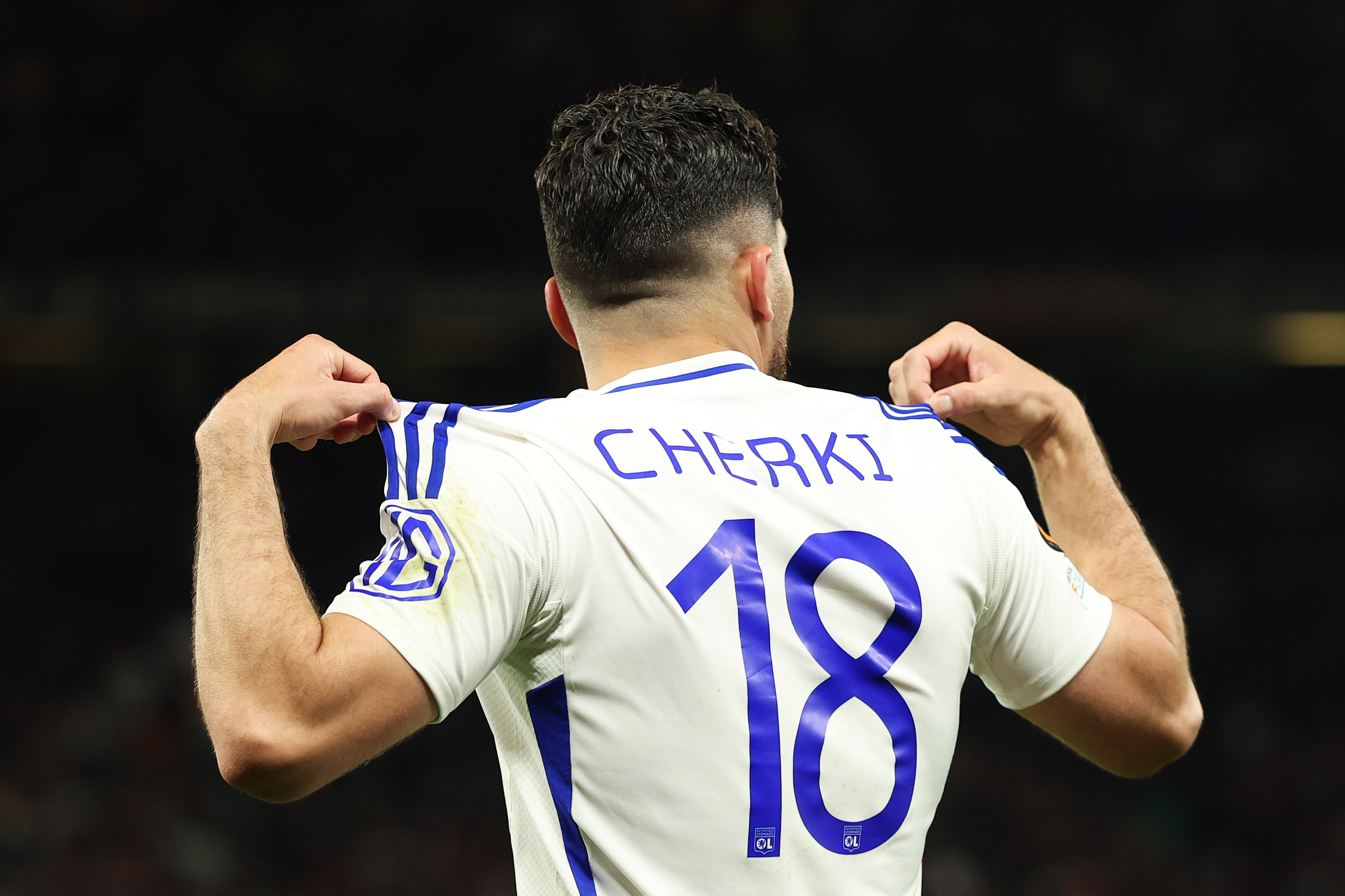Rayan Cherki of Olympique Lyonnais celebrates scoring a goal