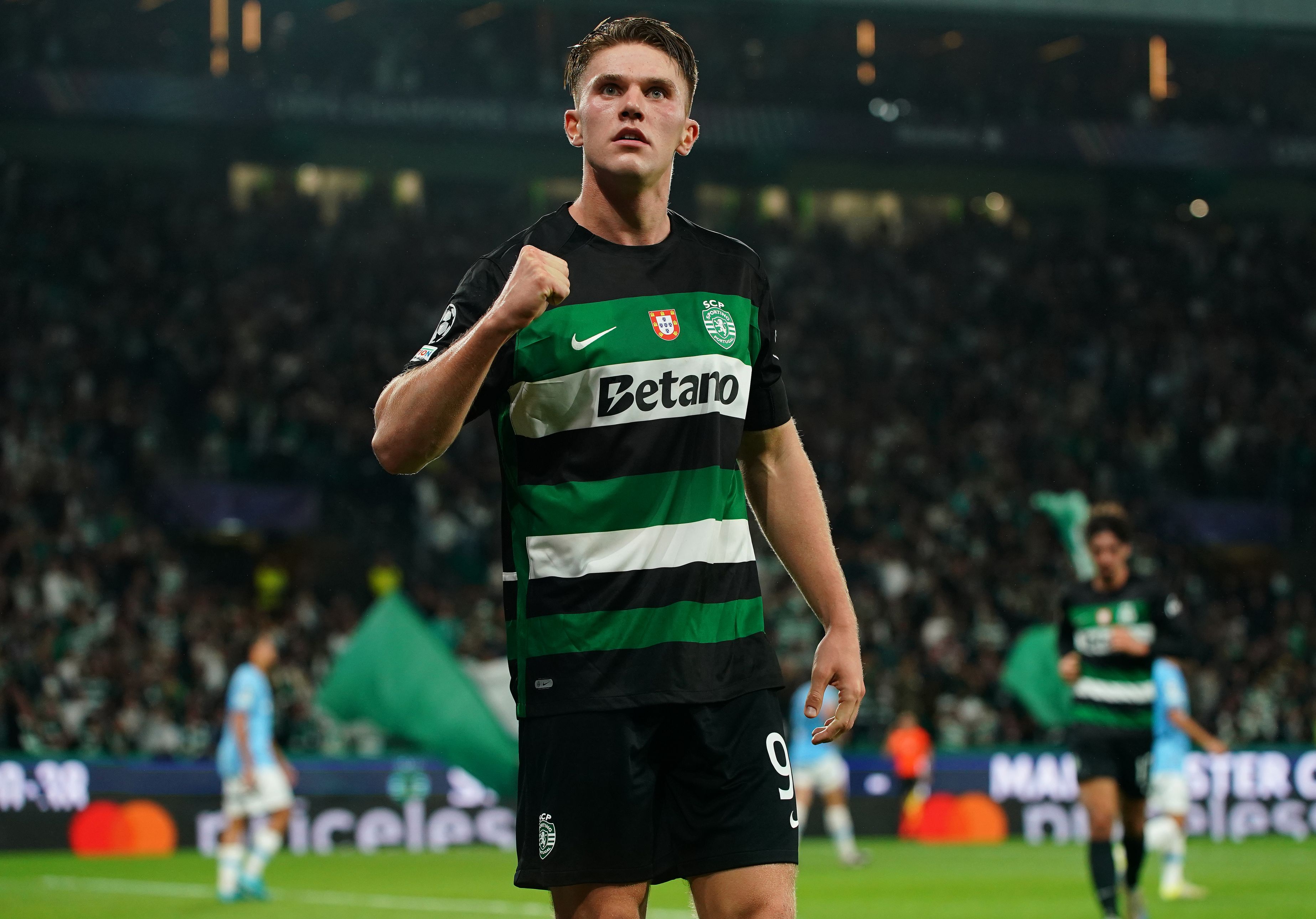 Viktor Gyokeres of Sporting CP celebrates after scoring a goal