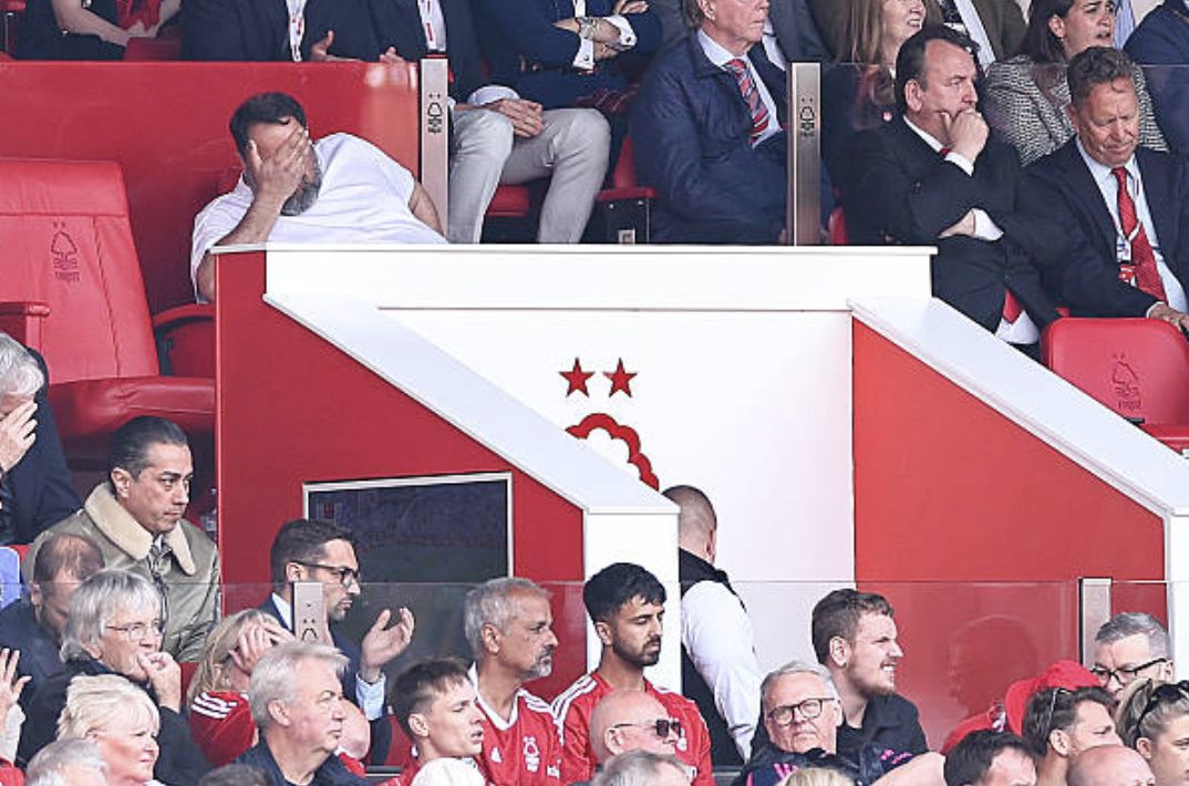 Evangelos Marinakis, owner and chairman of Nottingham Forest reacts during the Premier League match between Nottingham Forest FC and Chelsea FC at City Ground on May 25, 2025 in Nottingham, England. (Photo by Robbie Jay Barratt - AMA/Getty Images)