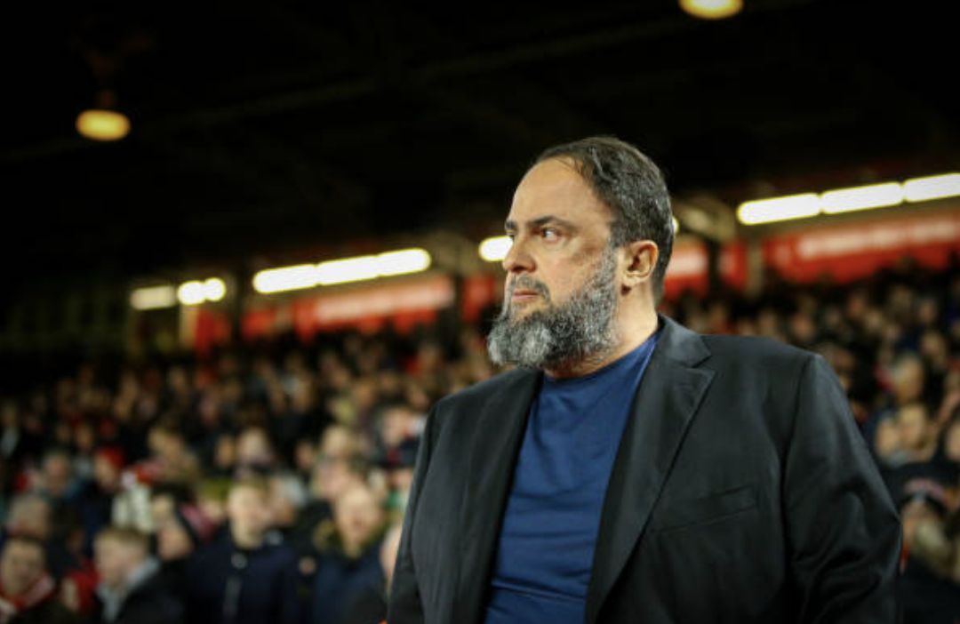 Nottingham Forest owner Evangelos Marinakis walks out onto the pitch during the Premier League match between Nottingham Forest and Arsenal at the City Ground on January 30, 2024 in Nottingham, England. (Photo by Alex Dodd - CameraSport via Getty Images)