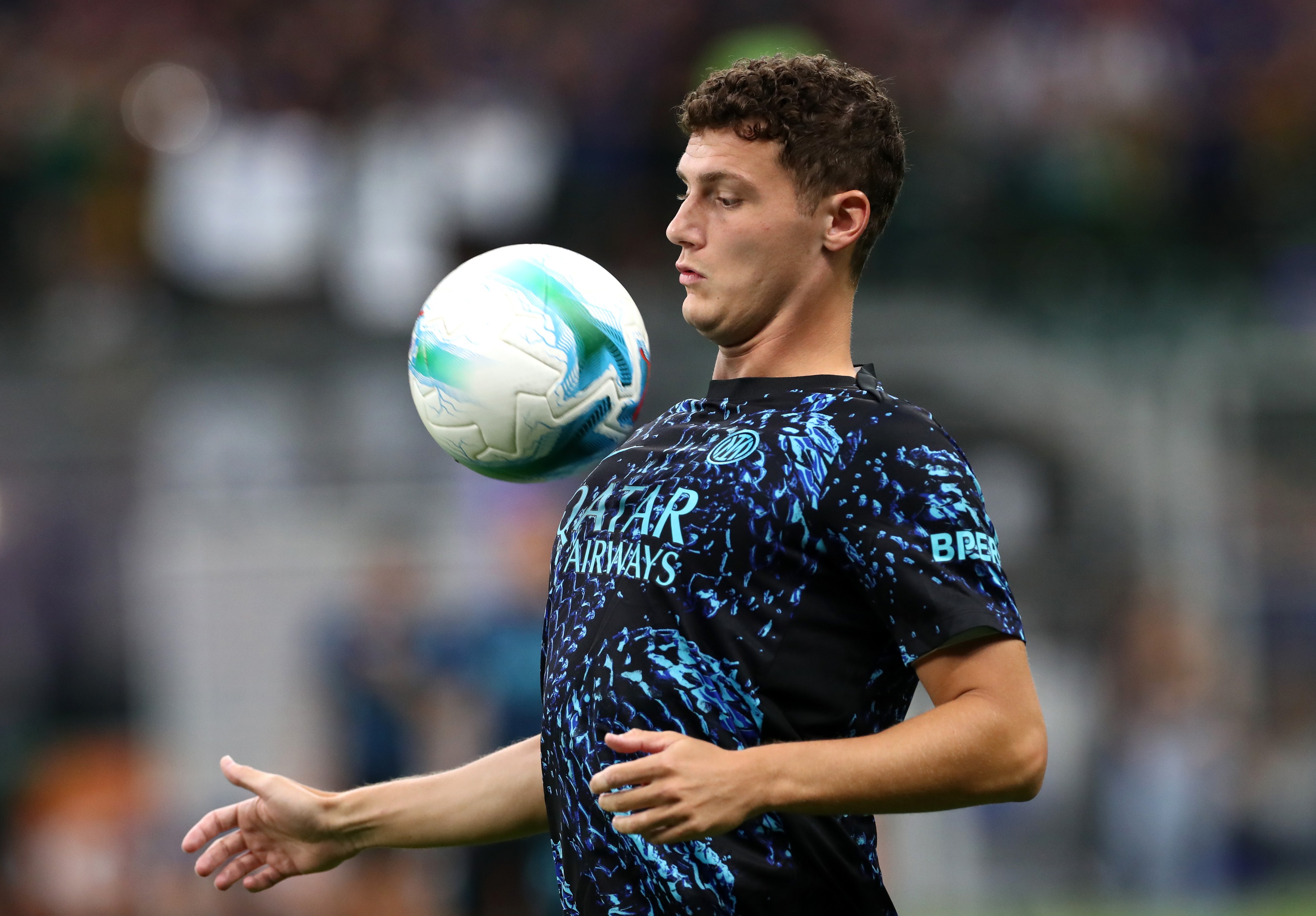 Benjamin Pavard of Internazionale controls the ball during the warm up