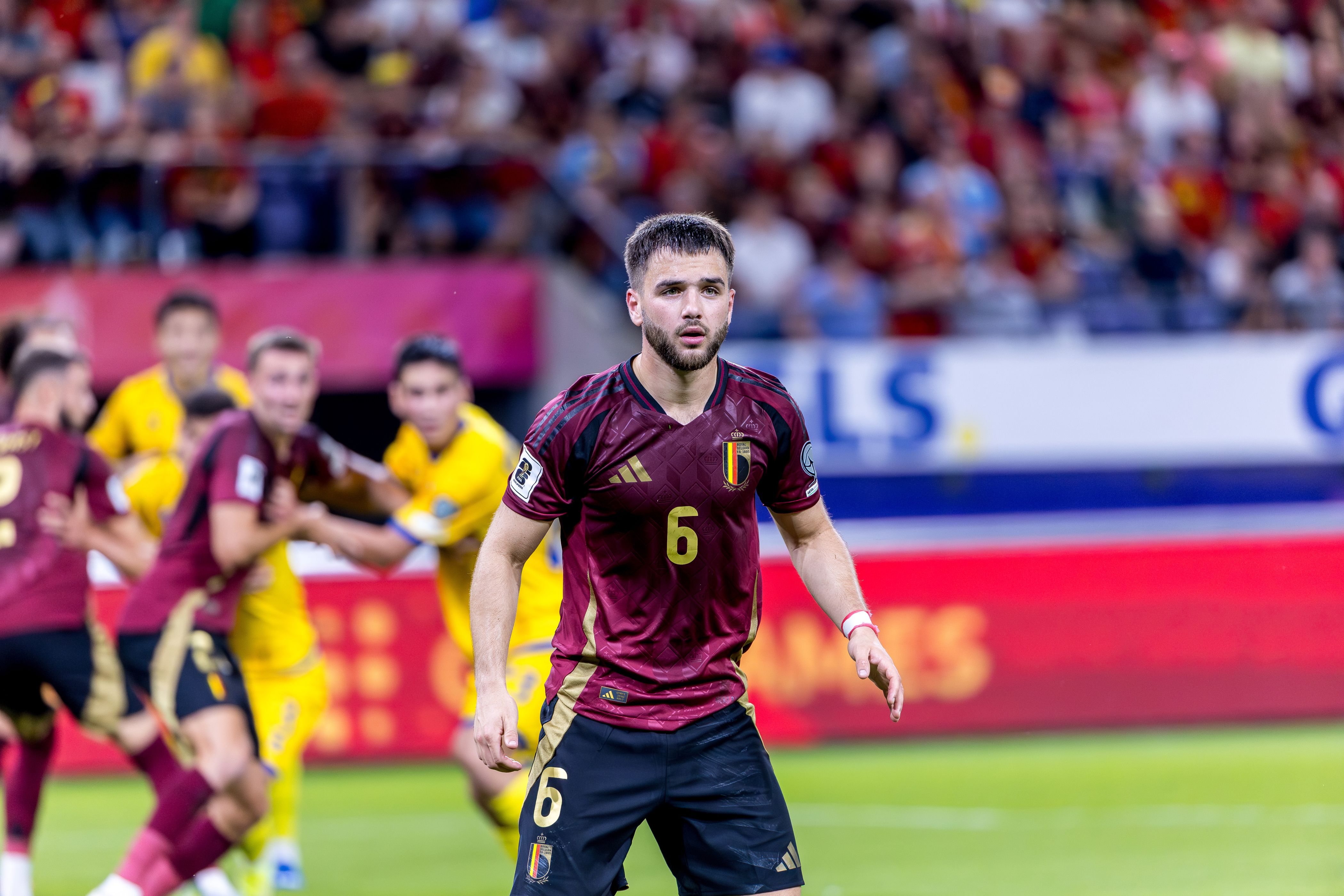 Nicolas Raskin of Belgium looks on during the FIFA World Cup 2026 qualifier
