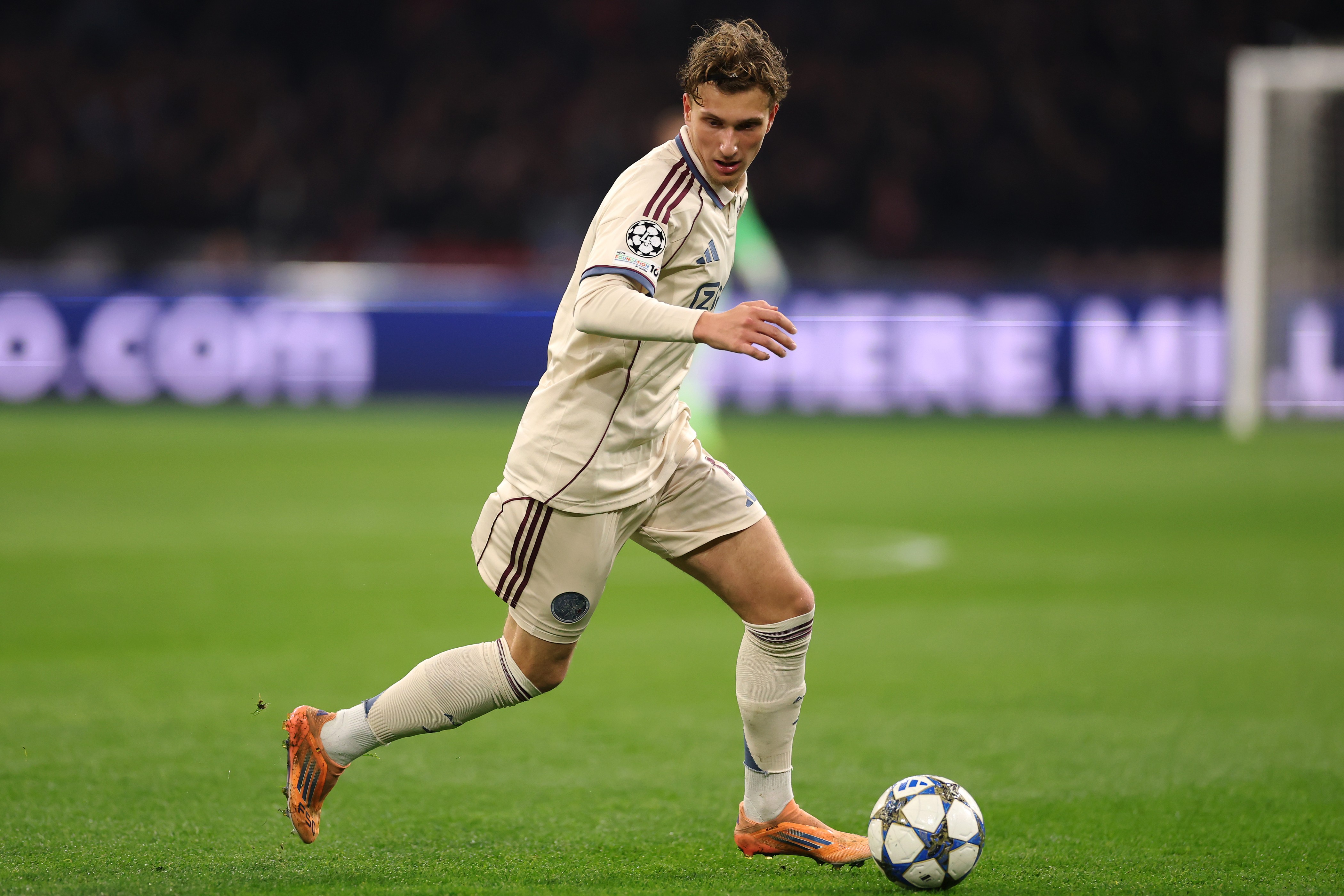 Mika Godts of Ajax in action during the UEFA Champions League