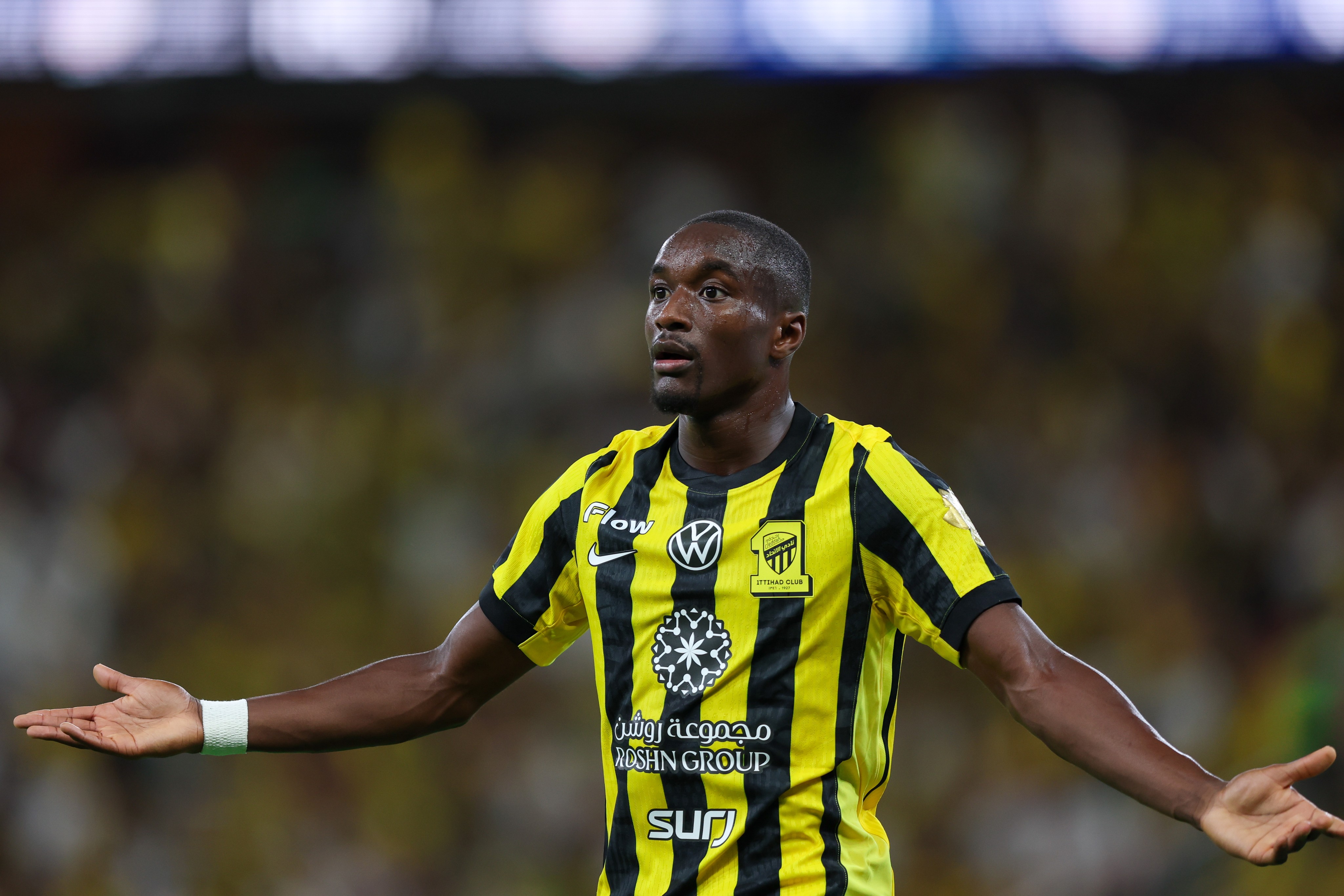 Moussa Diaby of Al Ittihad reacts during the Saudi Pro League match

