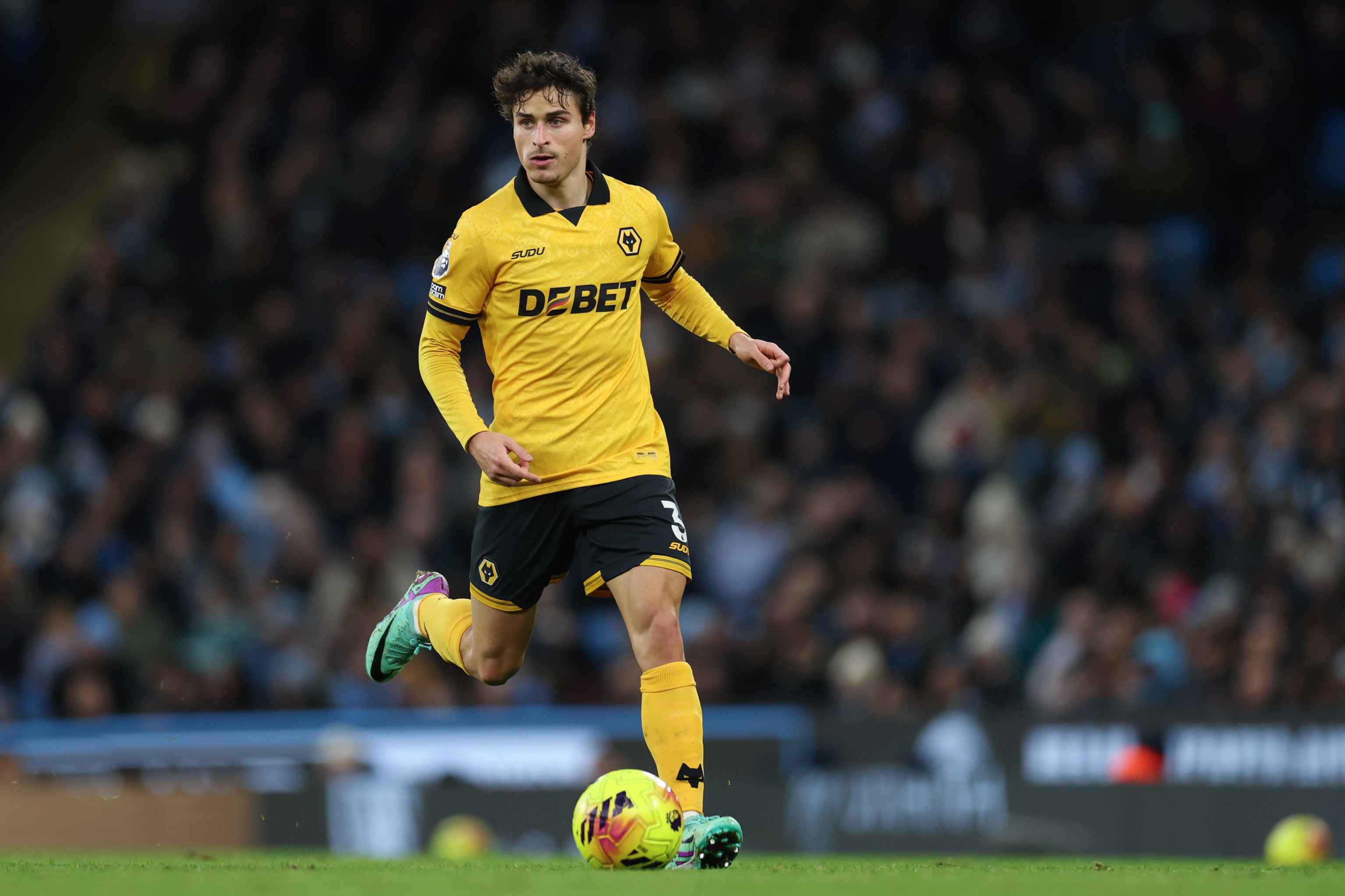 Hugo Bueno of Wolves in action