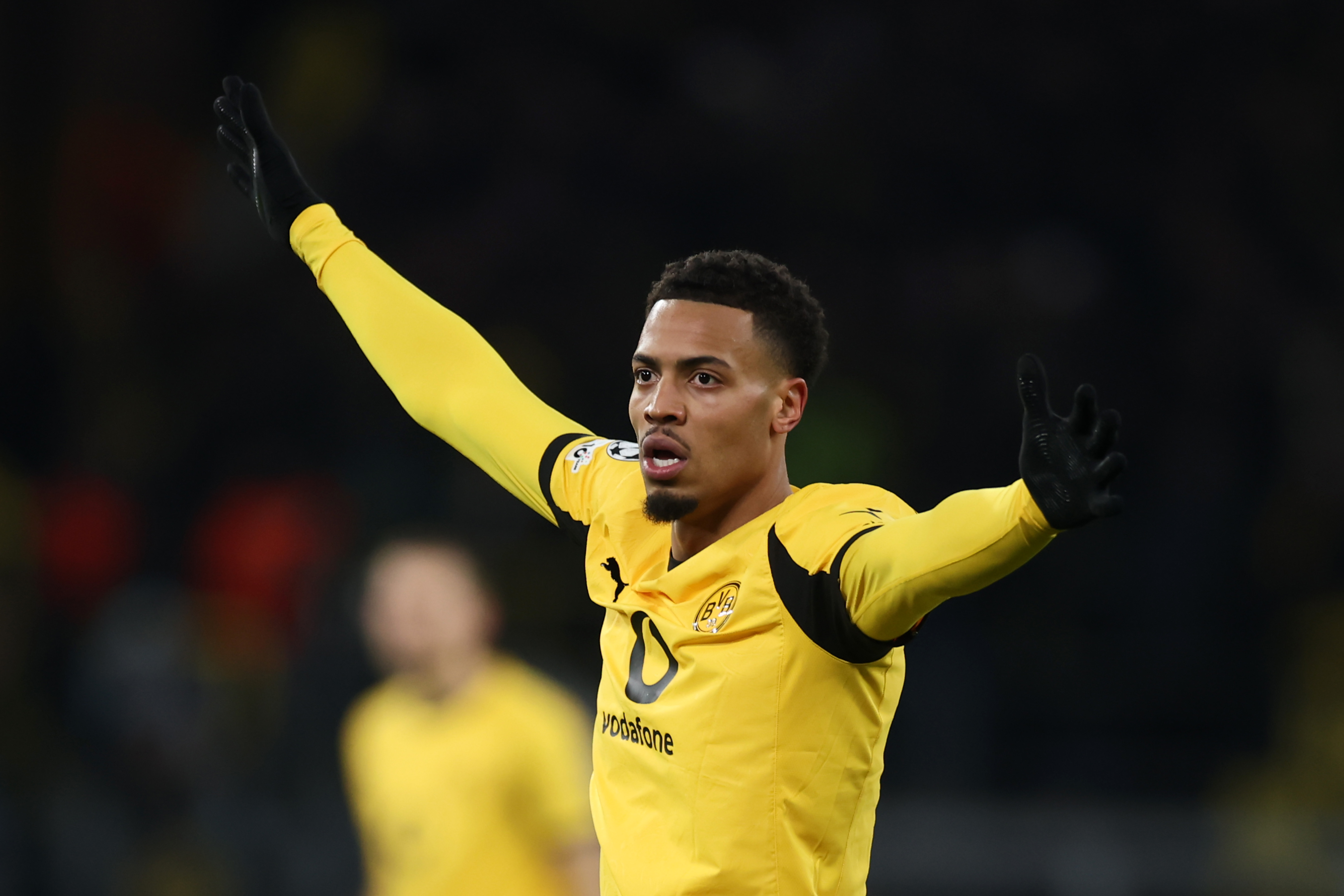 Felix Nmecha of Borussia Dortmund reacts during the UEFA Champions League