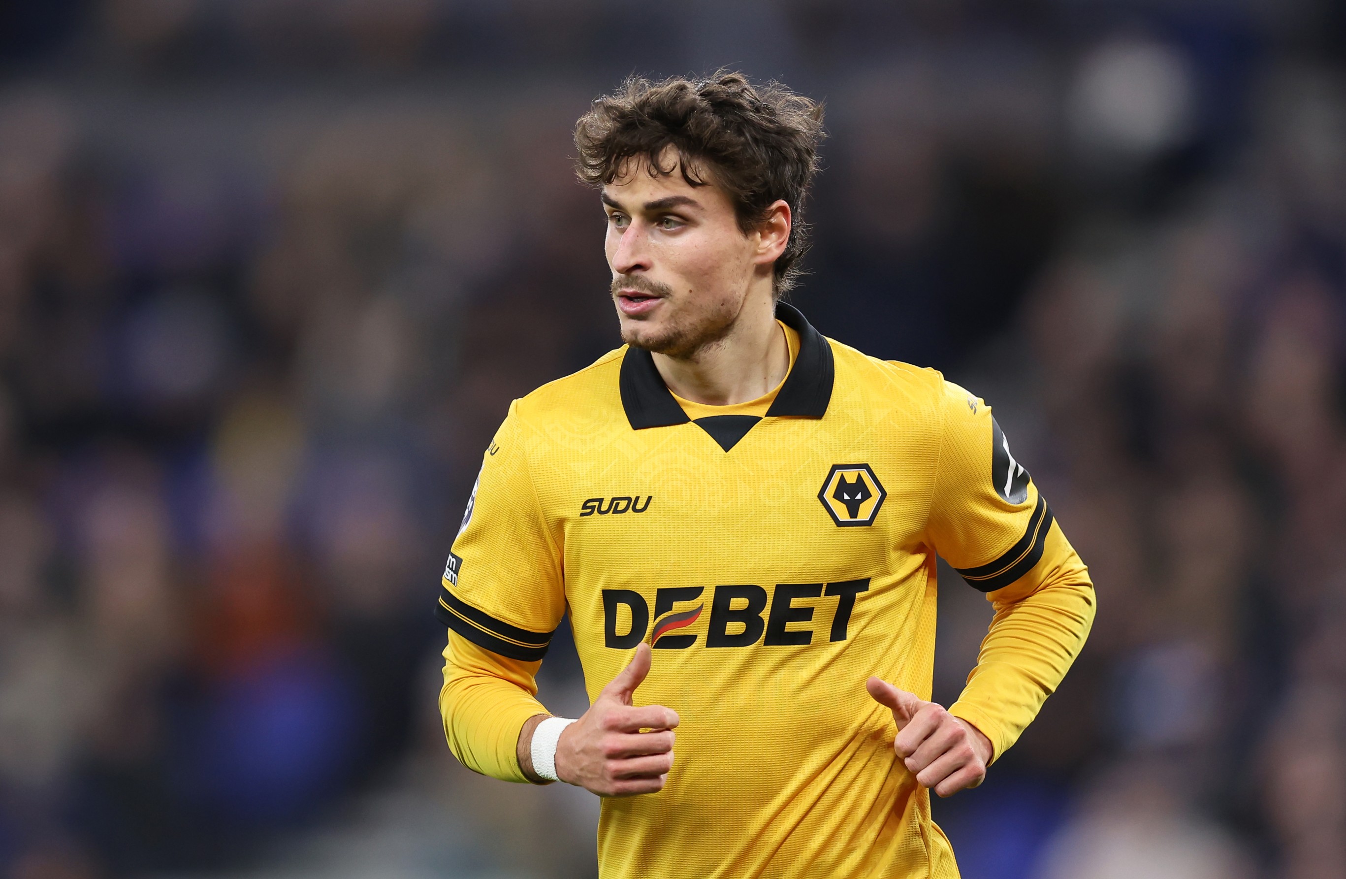 Hugo Bueno of Wolverhampton Wanderers looks on